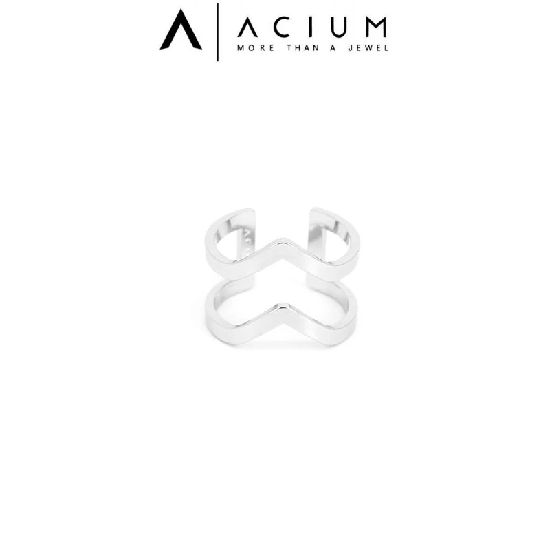 钛钢戒指 ACIUM阿仕慕316L钢双W层叠式设计戒指