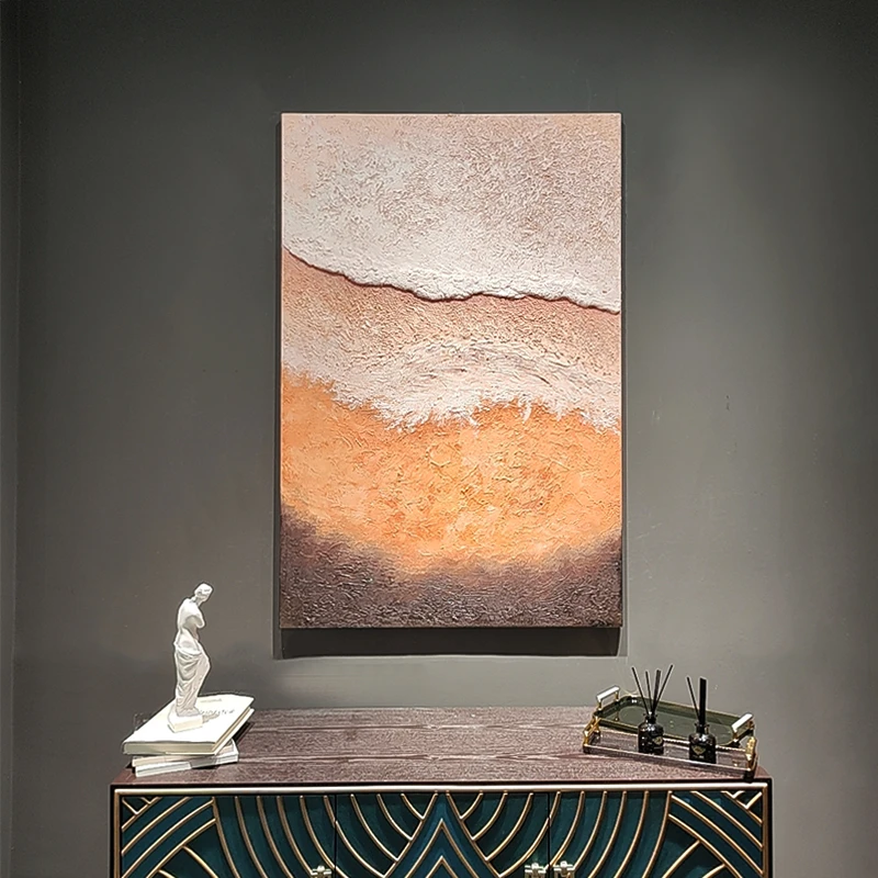 【红色海洋】手绘油画客厅沙发背景画玄关装饰画侘寂风立体抽象