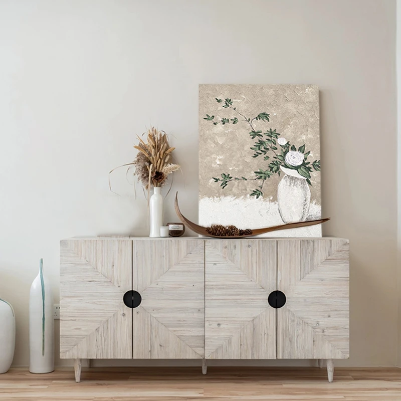 【山茶花】手绘油画侘寂风餐厅卧室书房玄关走廊挂画艺术绘画抽象