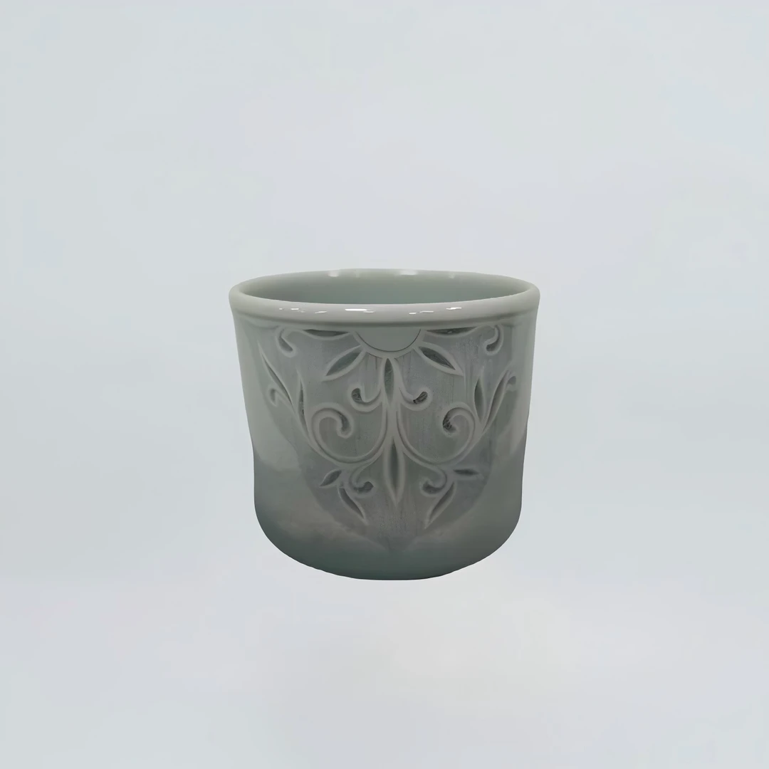 复古缠枝手工直口杯