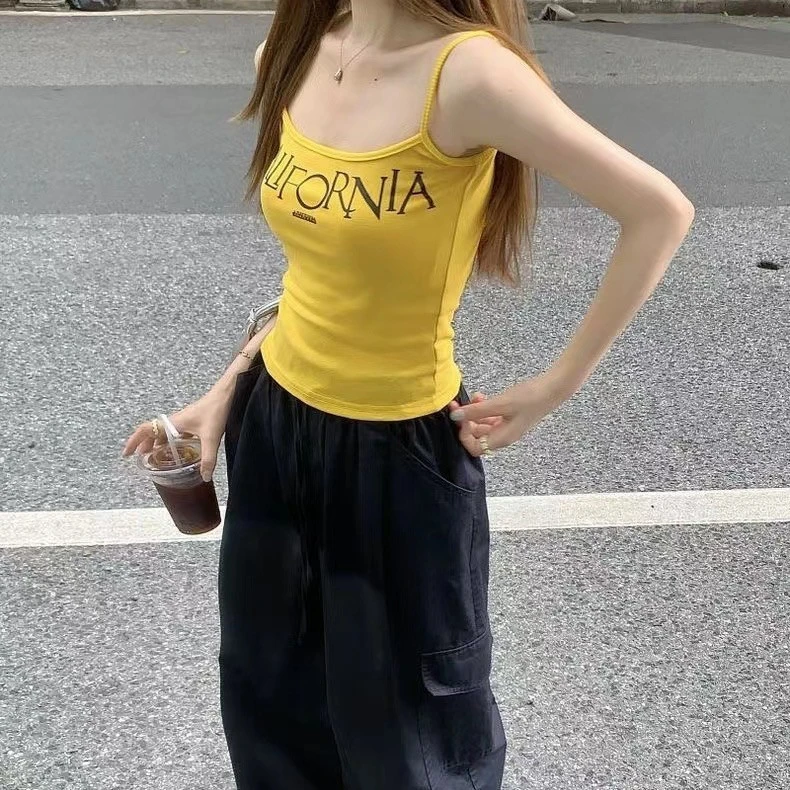 多巴胺穿搭【带胸垫】新款美式复古辣妹显瘦吊带背心夏季内搭性感