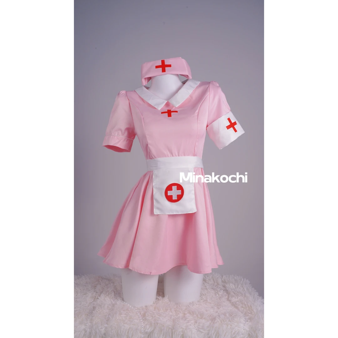 粉色护士少女cos短袖连衣睡裙性感可爱情侣睡裙