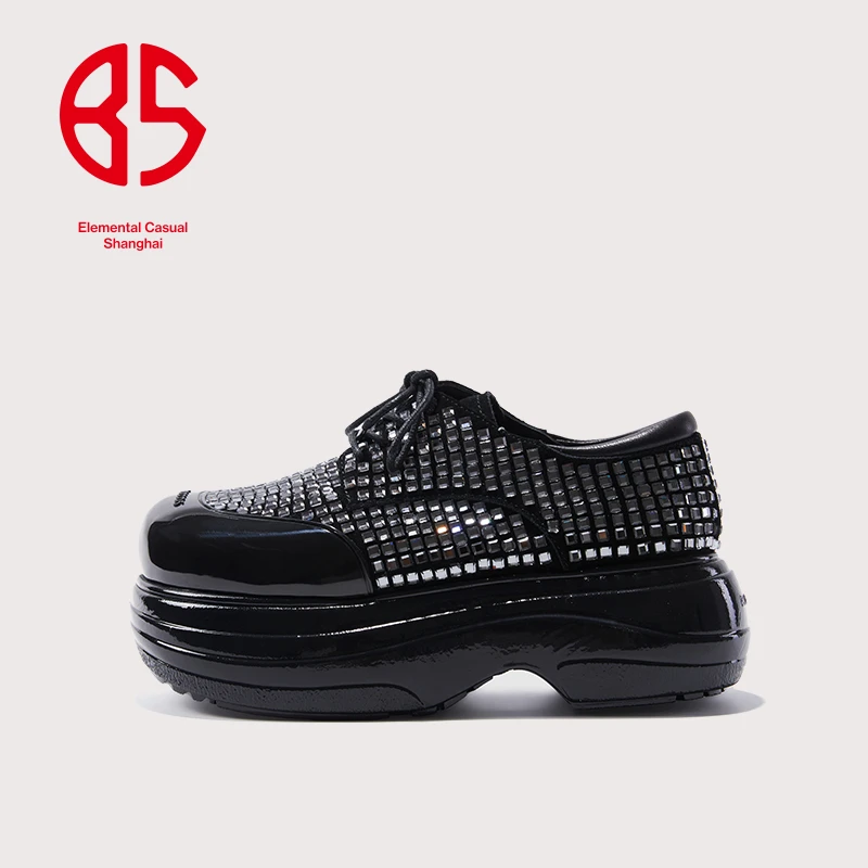 BLOCCO5新品个性时髦气垫底舒适耐穿浅口烫钻乐福鞋N2ABY608A3A01