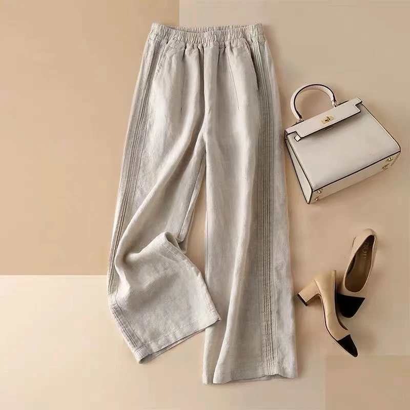 【当天发+退换包邮】棉麻女夏季新款裤子女宽松显瘦薄款直筒裤202