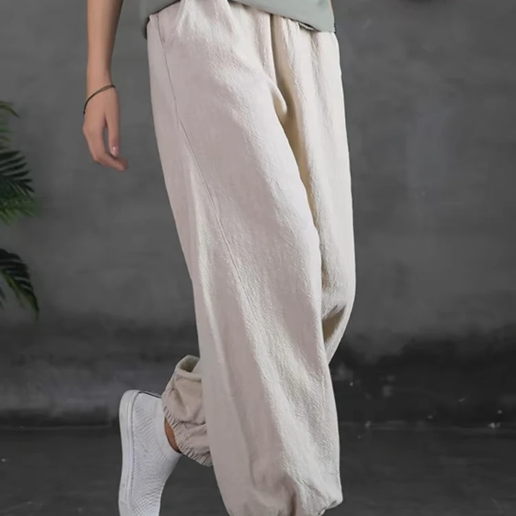 【当天发+退换包邮】棉麻阔腿裤女春夏高腰宽松棉麻灯笼裤休闲裤206