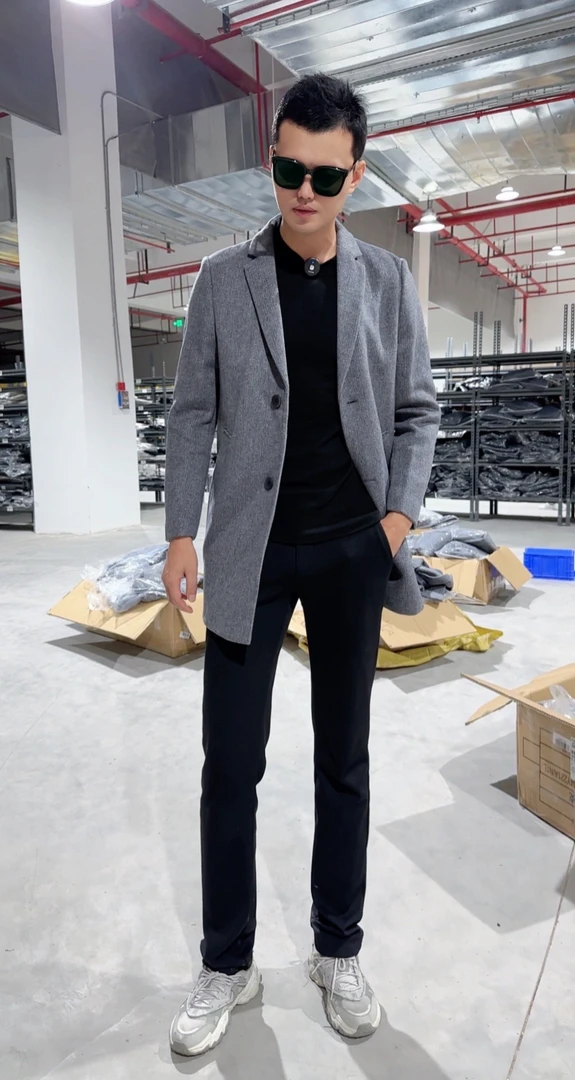 海秋冬长款双面尼大衣