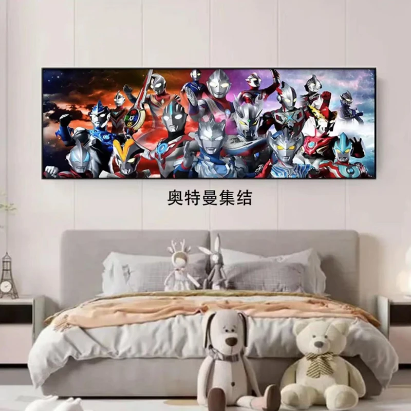 床头画儿童画【男孩卡通】卧室挂画 奥特曼 宇航员 钢铁侠 蜘蛛侠