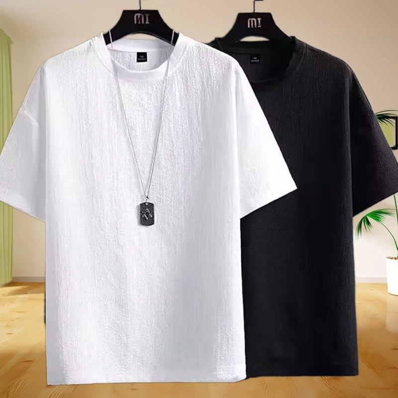薄款百搭T恤短袖t恤男冰丝夏季潮流男士宽松休闲衣服男短袖男潮牌