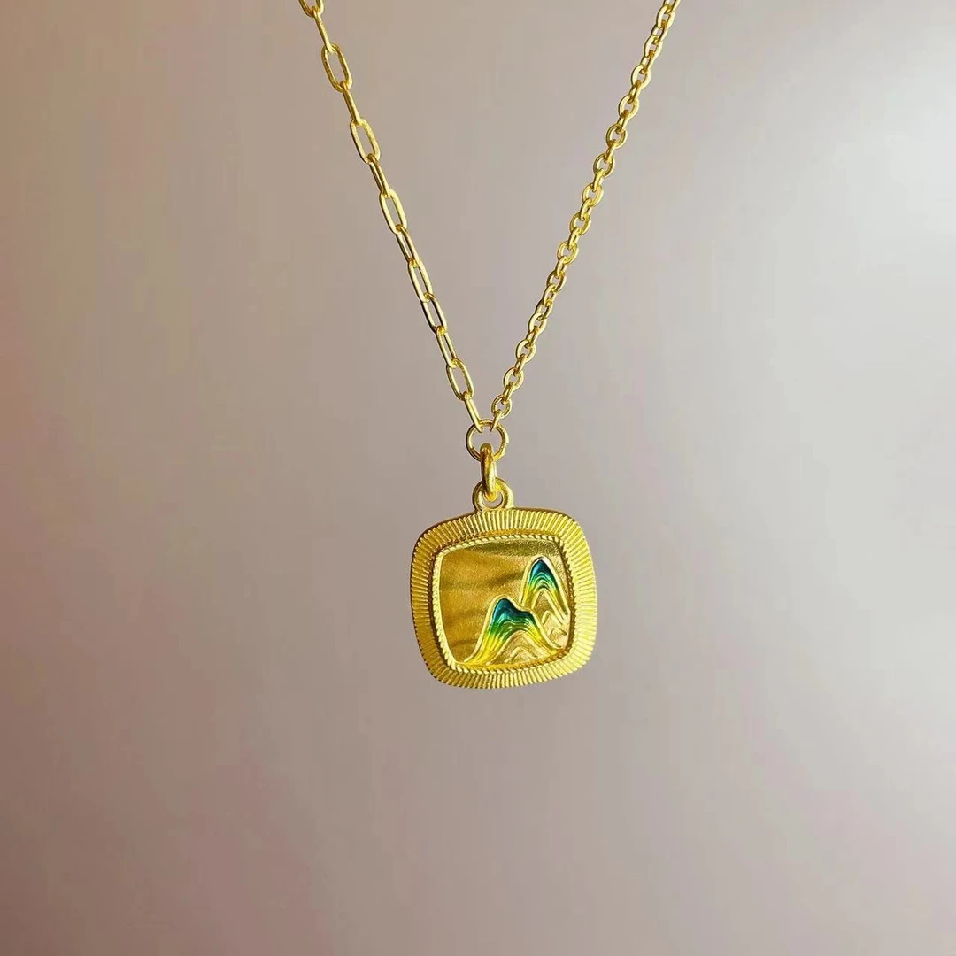 Chow Tai Seng/周大生足金套链国家宝藏千里江山方牌门店同款女士