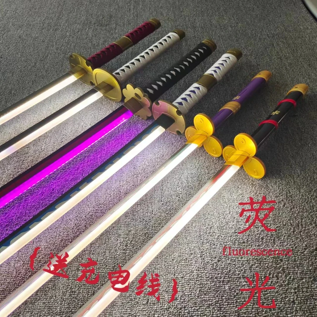 新款周边动漫武器索隆刀阎魔秋水可发光剑cos道具三代鬼彻木制