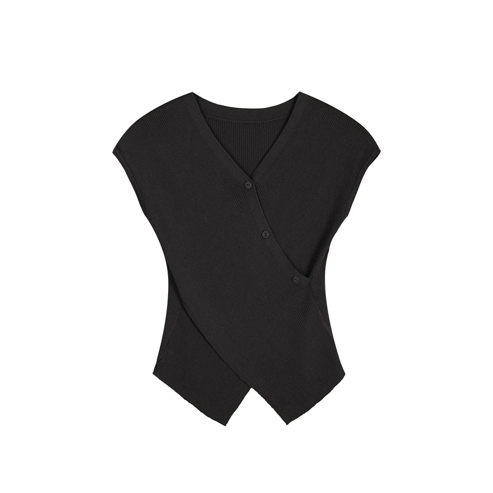 交叉设计感针织背心T恤588297