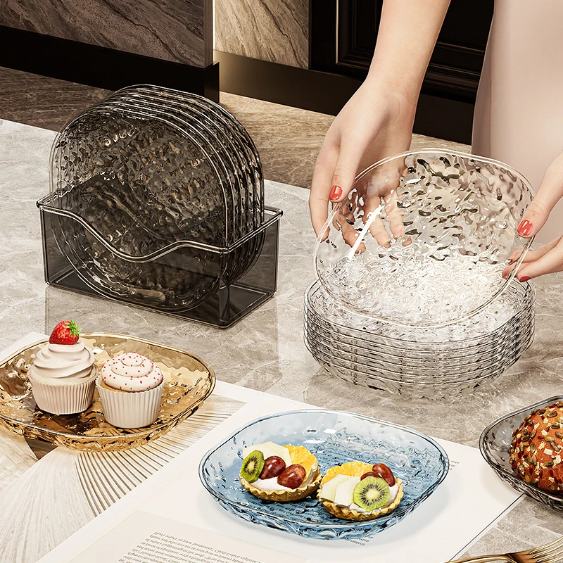 轻奢吐骨碟家用创意欧式小盘子客厅点心盘小吃碟透明简约餐桌盘碟