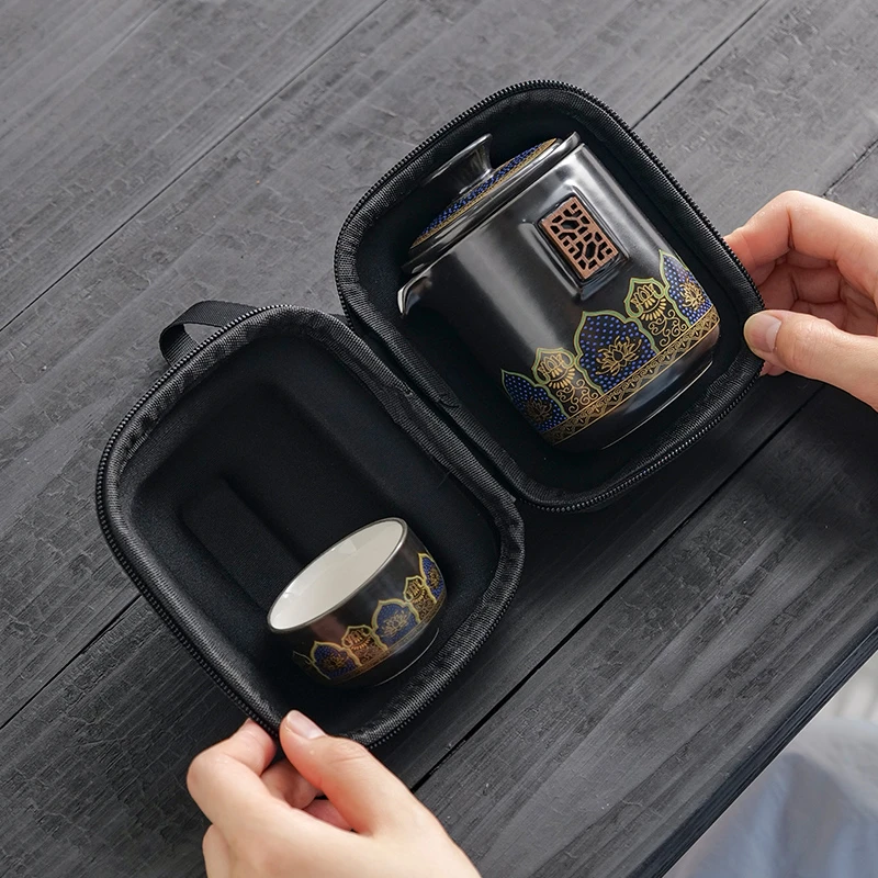 美甚一壶一杯便携式户外旅行茶具快客杯家用陶瓷泡茶壶简约带过滤
