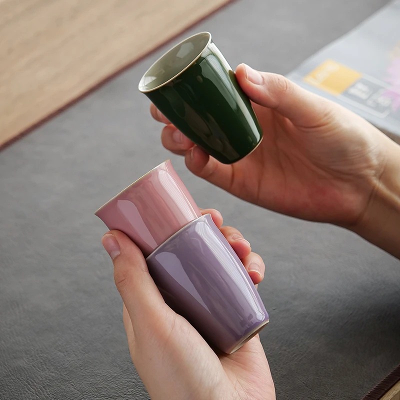 陶瓷功夫茶碗闻香杯直身单杯主人杯茶具茶盏品茗茶杯聚香杯直口杯