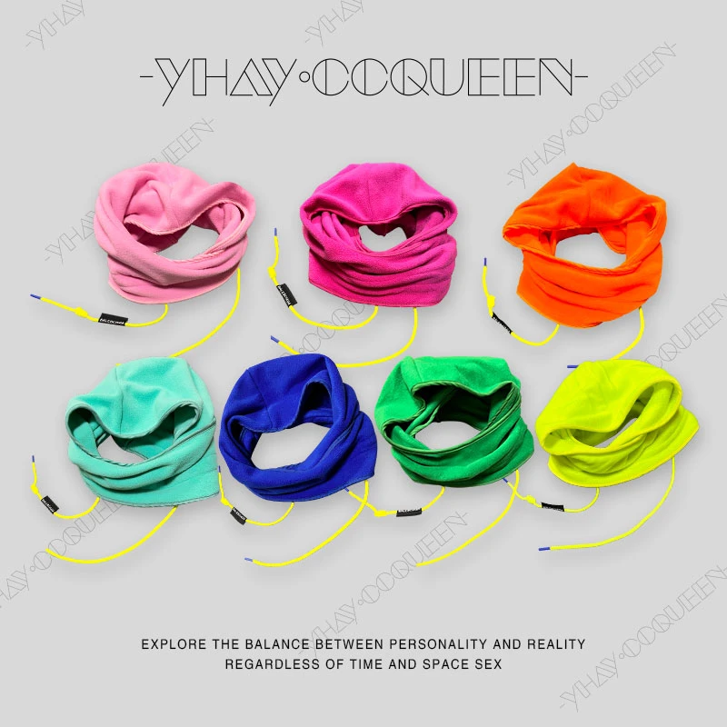 2023年秋冬彩色羊羔绒抽绳休闲防寒保暖围脖帽子.ESS58