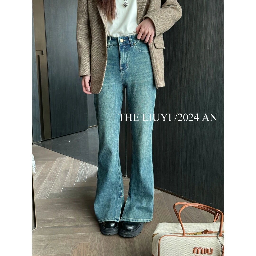 【LIUYI】长腿牛仔~秋季高腰牛仔显瘦喇叭裤47284