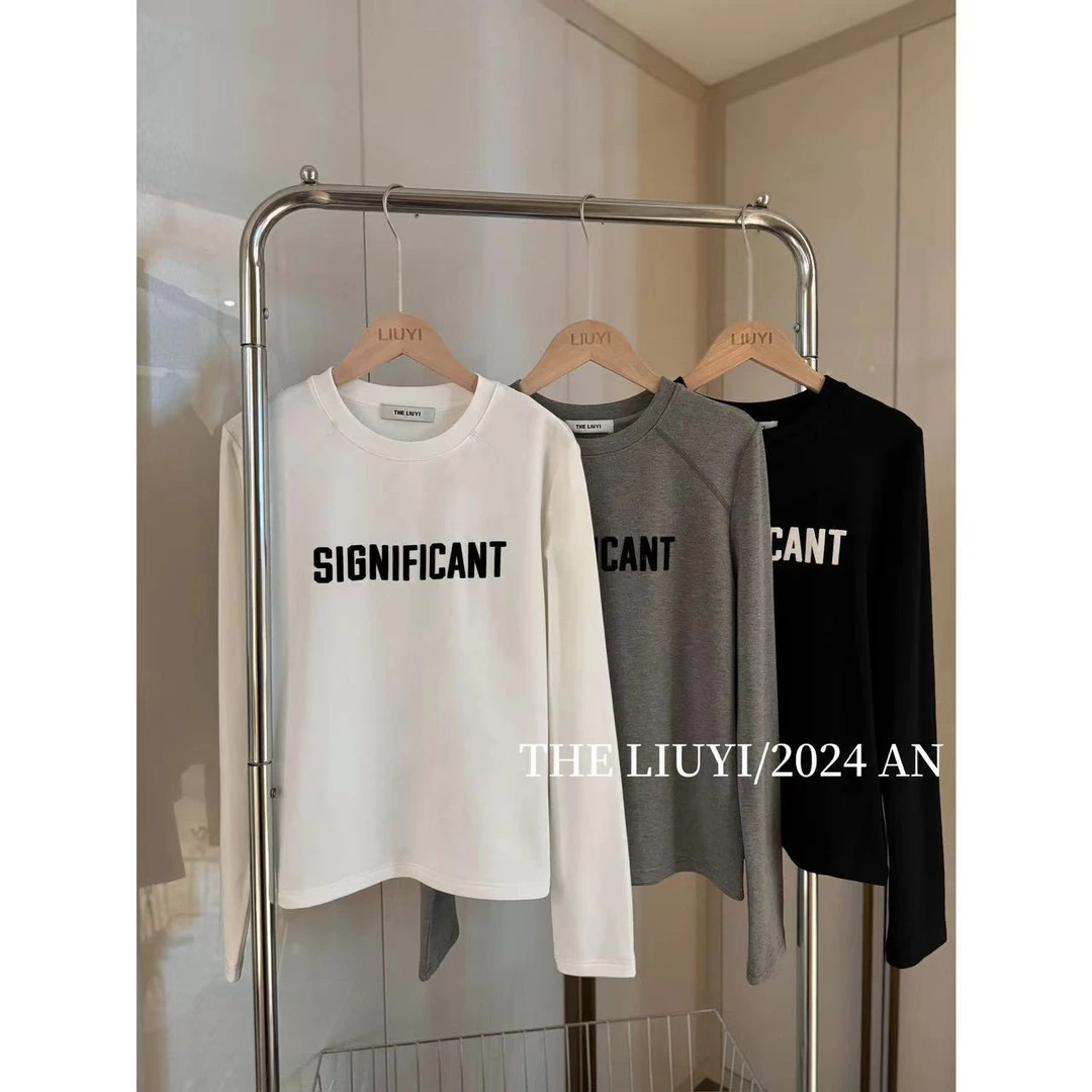 【LIUYI】冬日字母T~冬季加绒加厚长袖字母T恤410083