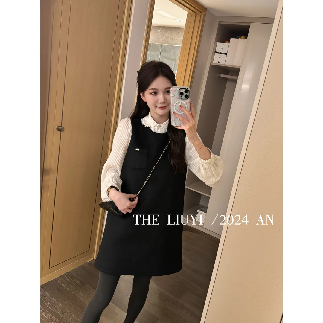 【LIUYI】海瑟薇～秋冬毛呢背心短裙49186