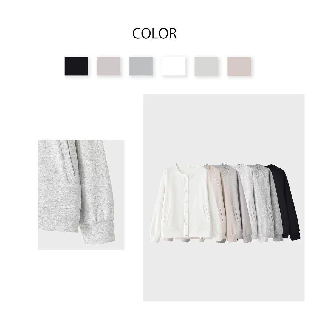 （现货）2024新款秋季美式爆款棒球衫外套女圆领休闲开衫针织7248