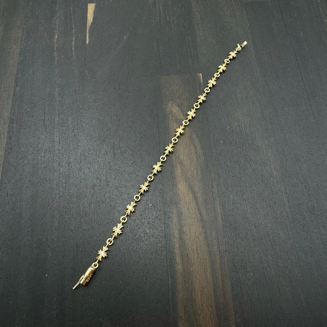 未使用 18.5cm Chrome Hearts 克罗心 22k 白钻Tiny e 十字花手链