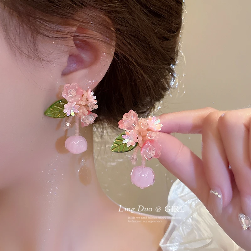 铜合金耳饰 【花开半夏】古风超仙甜美时尚百搭耳环 A026