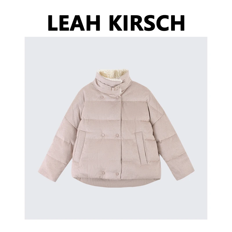 LEAH KIRSCH小个子短款羽绒服女冬宽松时尚白鹅绒立领外套6046