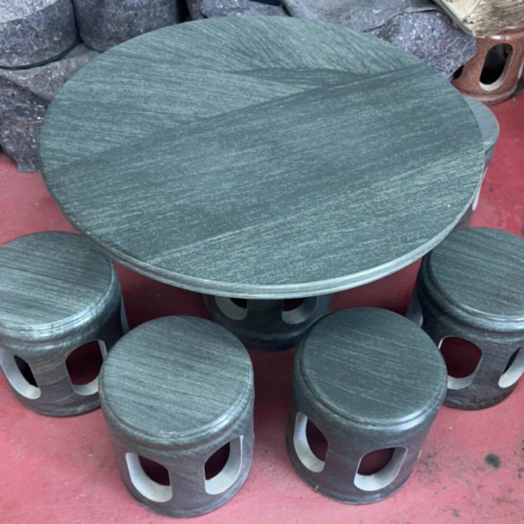 木纹绿镂空石桌石凳户外庭院阳台