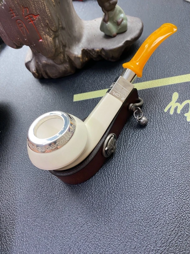 海泡石烟斗Hcor三银军插牛头19*39