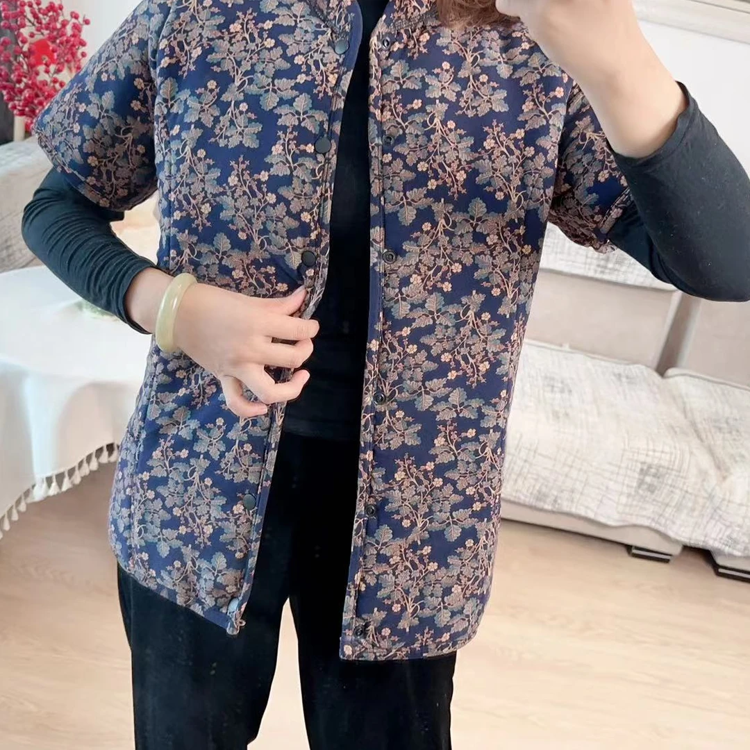 短袖妈妈款护背护腰棉服立领秋冬加绒宽松保暖弹力抗寒保暖口袋款