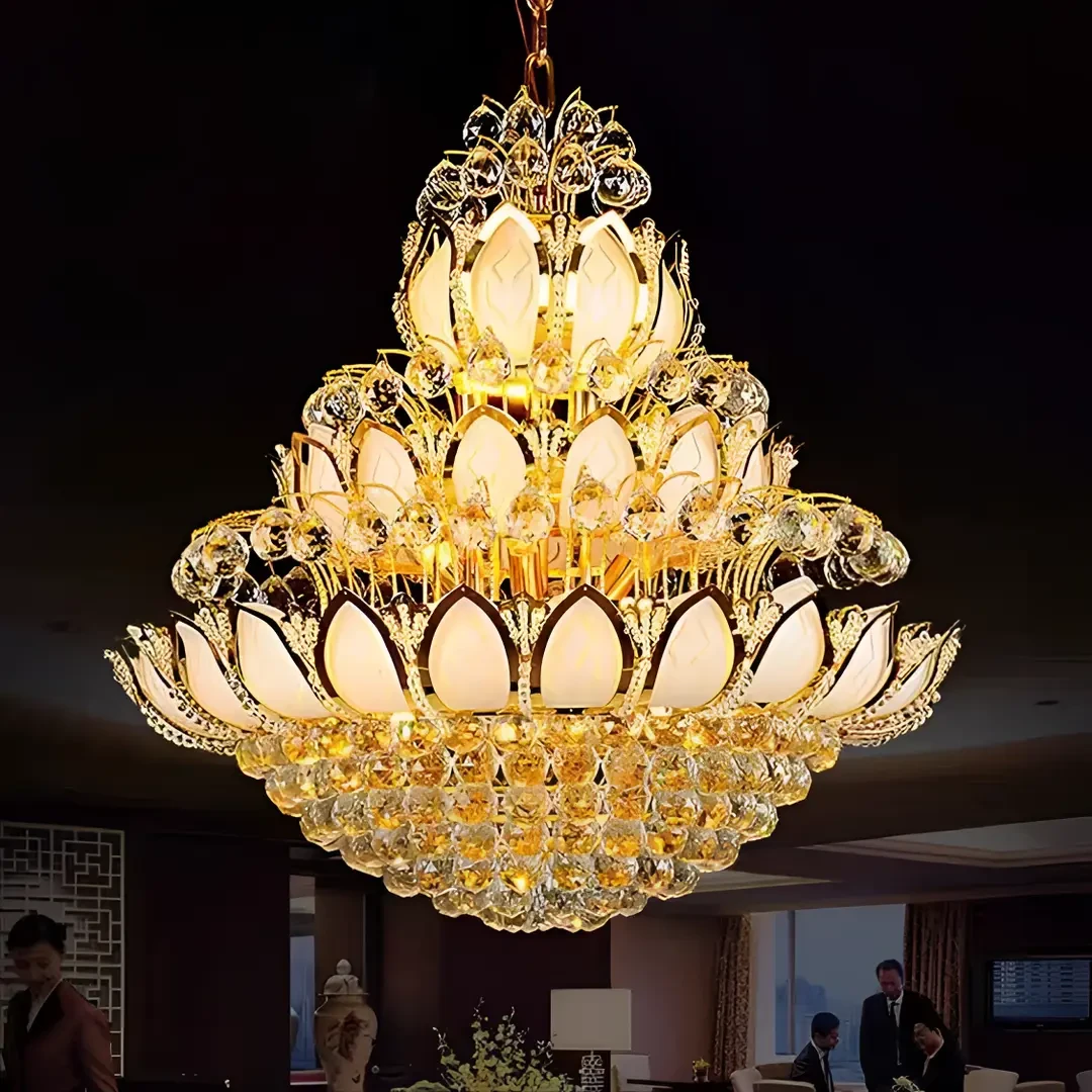 寺庙佛堂大殿莲花大吊灯楼中楼复式楼客厅水晶灯酒店别墅工程灯