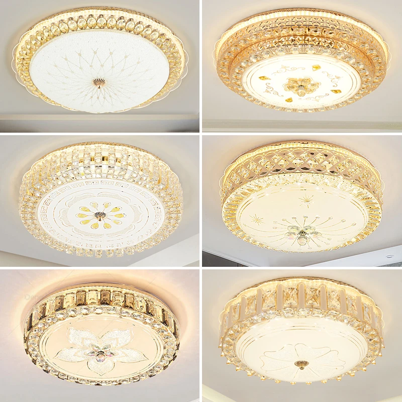 欧式吸顶灯led卧室灯圆形客厅水晶灯现代简约房间灯阳台过道灯具