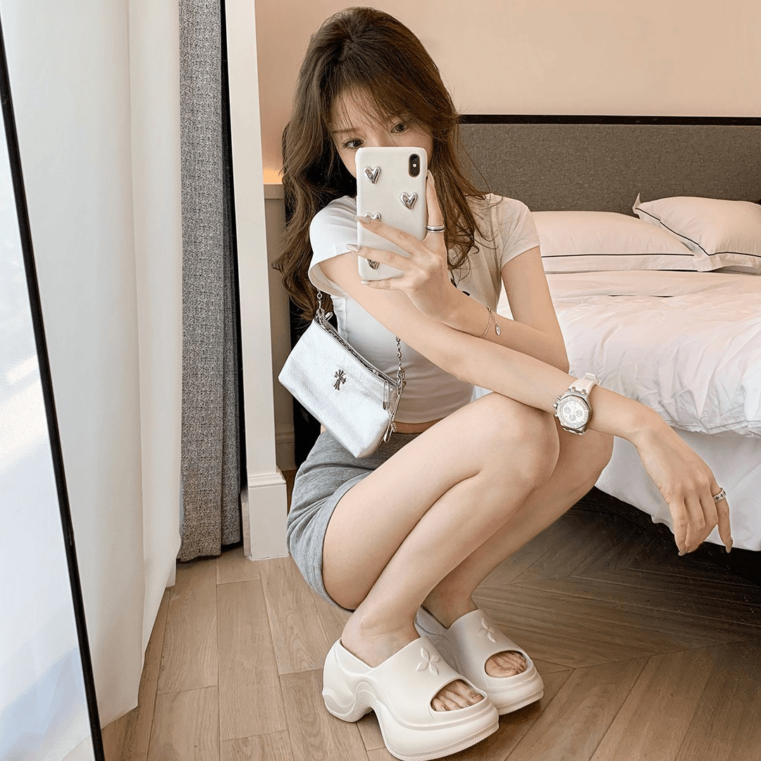 十字花9cm高跟超厚底拖鞋女夏外穿2024新款松糕增高一字凉拖鞋女