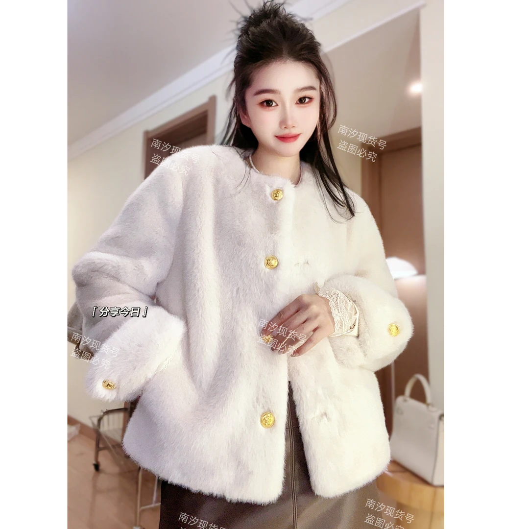 HAIYUN╳冬季限定A138大气百搭小香风欧貂绒加厚棉感柔润毛外套