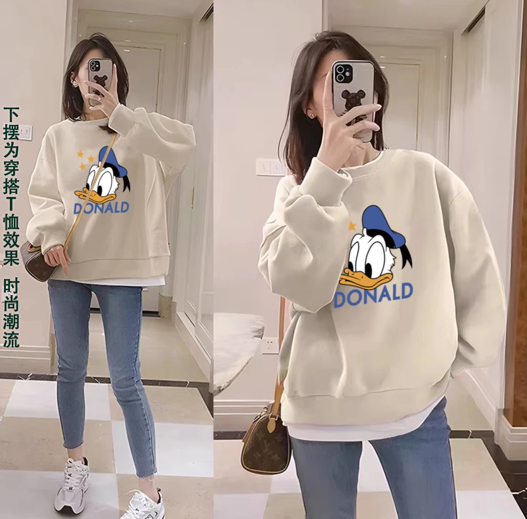 港风国潮男女同款圆领时尚休闲百搭圆领卫衣-星星唐老鸭