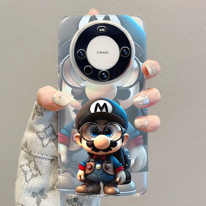 超级马里奥浅华为mate60pro手机壳mate40/50透明保护套苹果13防摔