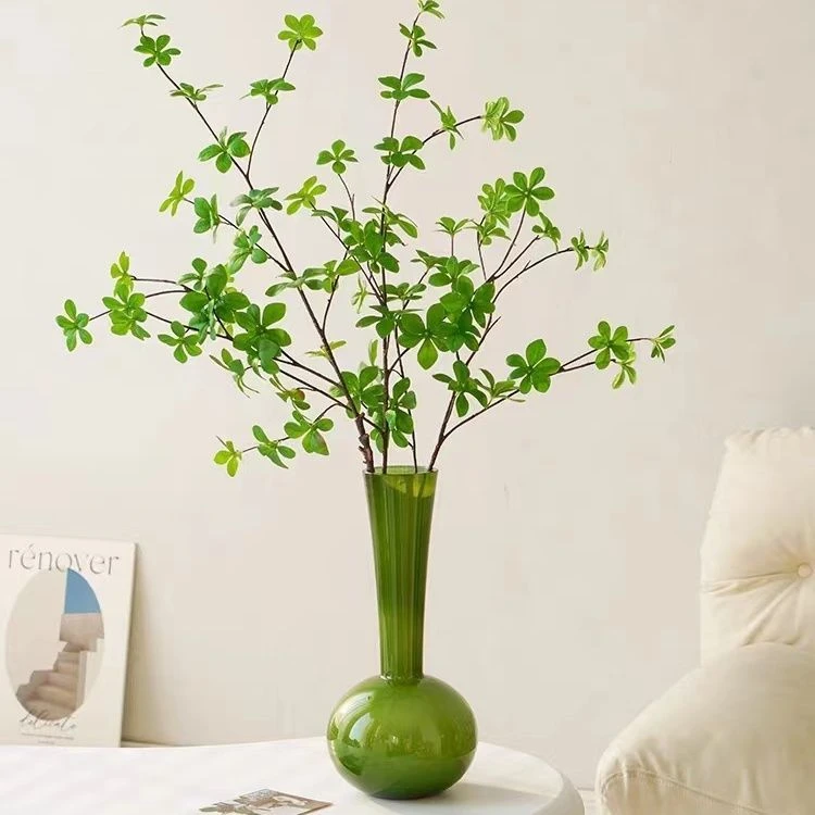 法式中古高级感琉璃花瓶手工小众艺术蝴蝶兰插花瓶橄榄绿客厅摆件