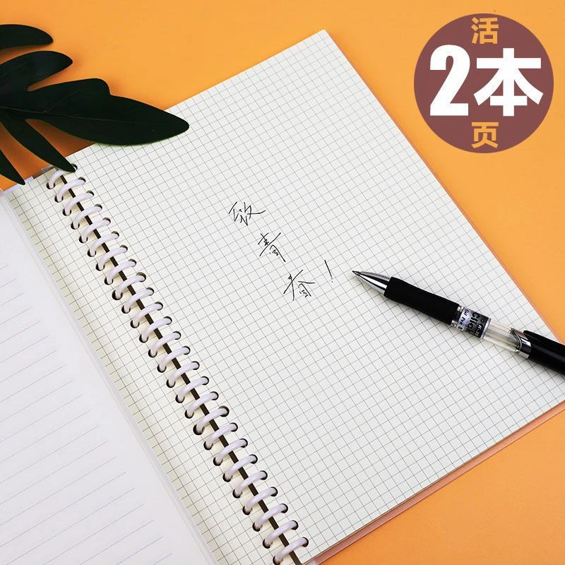 B5/A5活页本可拆卸简约大学生网格横线错题厚笔记本子pp透明封面