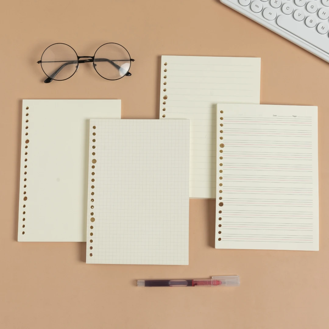 超厚活页纸b5活页本替芯20孔a5活页夹26孔替换网格横线英语内芯