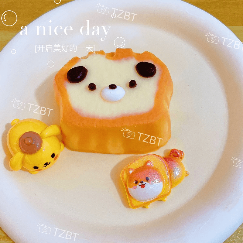 【小狗吐司】【爆浆奶油感/慢回弹】纯手工DIY食品硅胶捏捏
