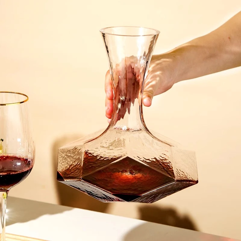 锤纹钻石醒酒器几何设计感欧式倒酒器家用酒柜摆件酒具红酒醒酒器