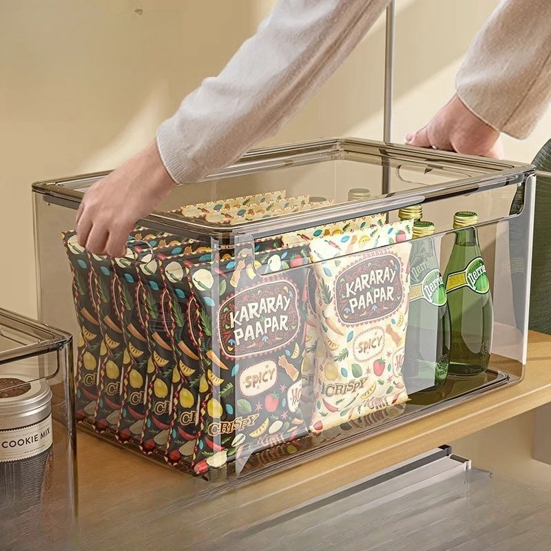 衣物透明卧室阳台收纳盒塑料家用整理零食带盖储物盒客厅桌上收纳