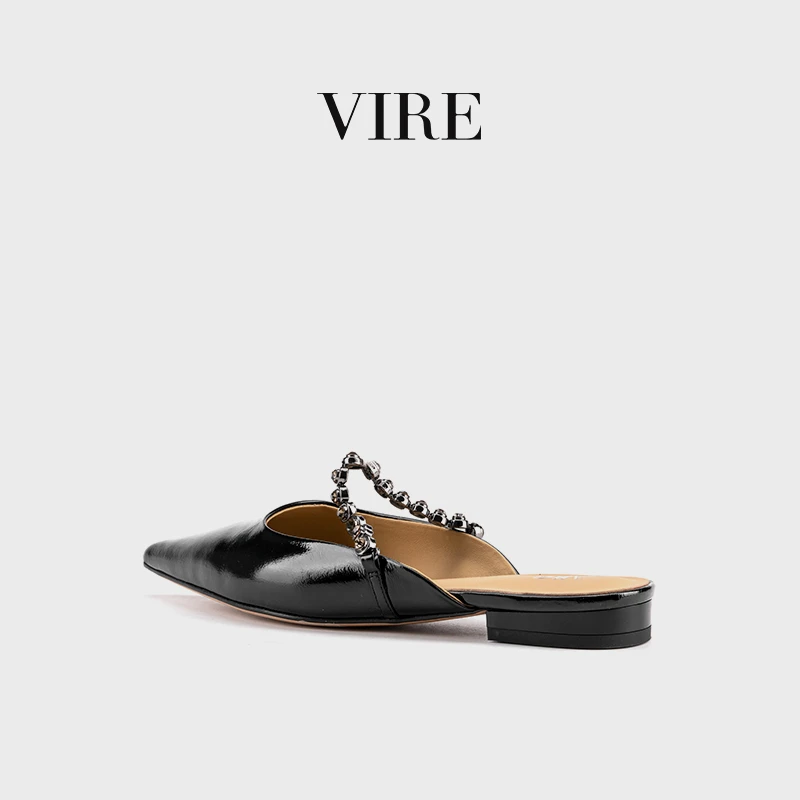VIRE/238823新款时尚气质舒适尖头凉拖低跟百搭包头半拖