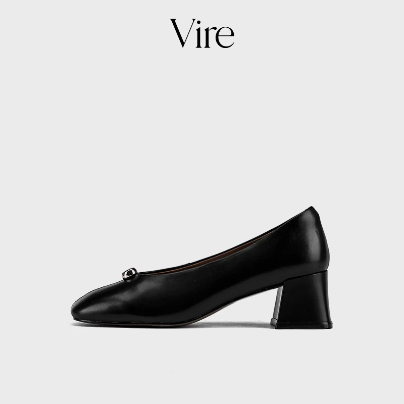 VIRE/3320562新款法式轻奢时尚粗跟方头单鞋