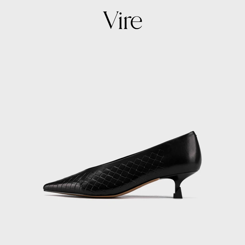 VIRE/85776轻奢法式时尚编织尖头细跟单鞋