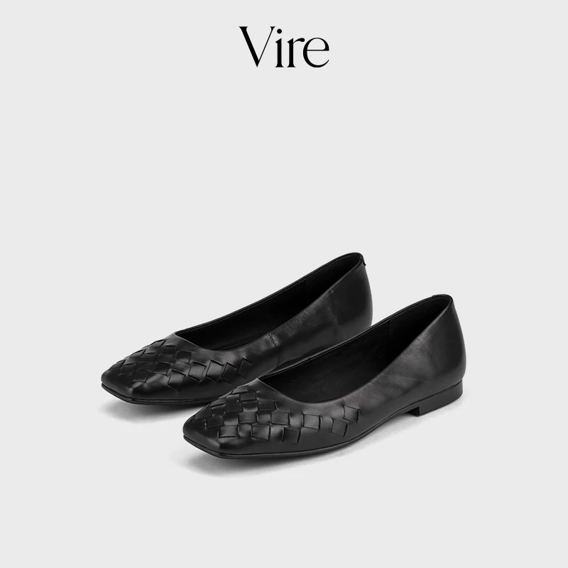 VIRE/88206新款法式时尚气质舒适休闲百搭方头编织低跟单鞋B