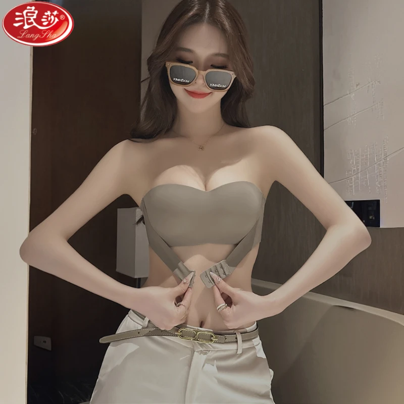 浪莎无肩带小胸聚拢显大内衣女防滑美背隐形文胸抹胸吊带礼服专用