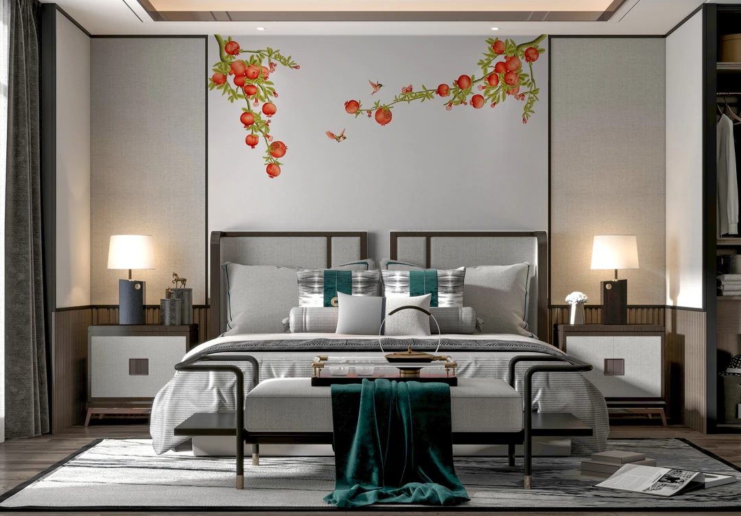 【新中式】笑口常开A国画独绣背景墙别墅家居墙布刺绣壁布