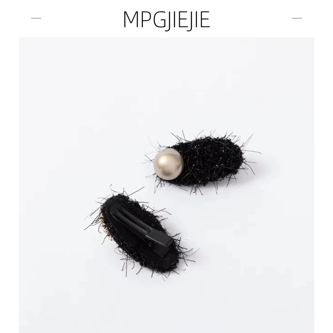 MPG JIEJIE【半暮】刘海小夹子气质小香风发夹时尚可爱黑色