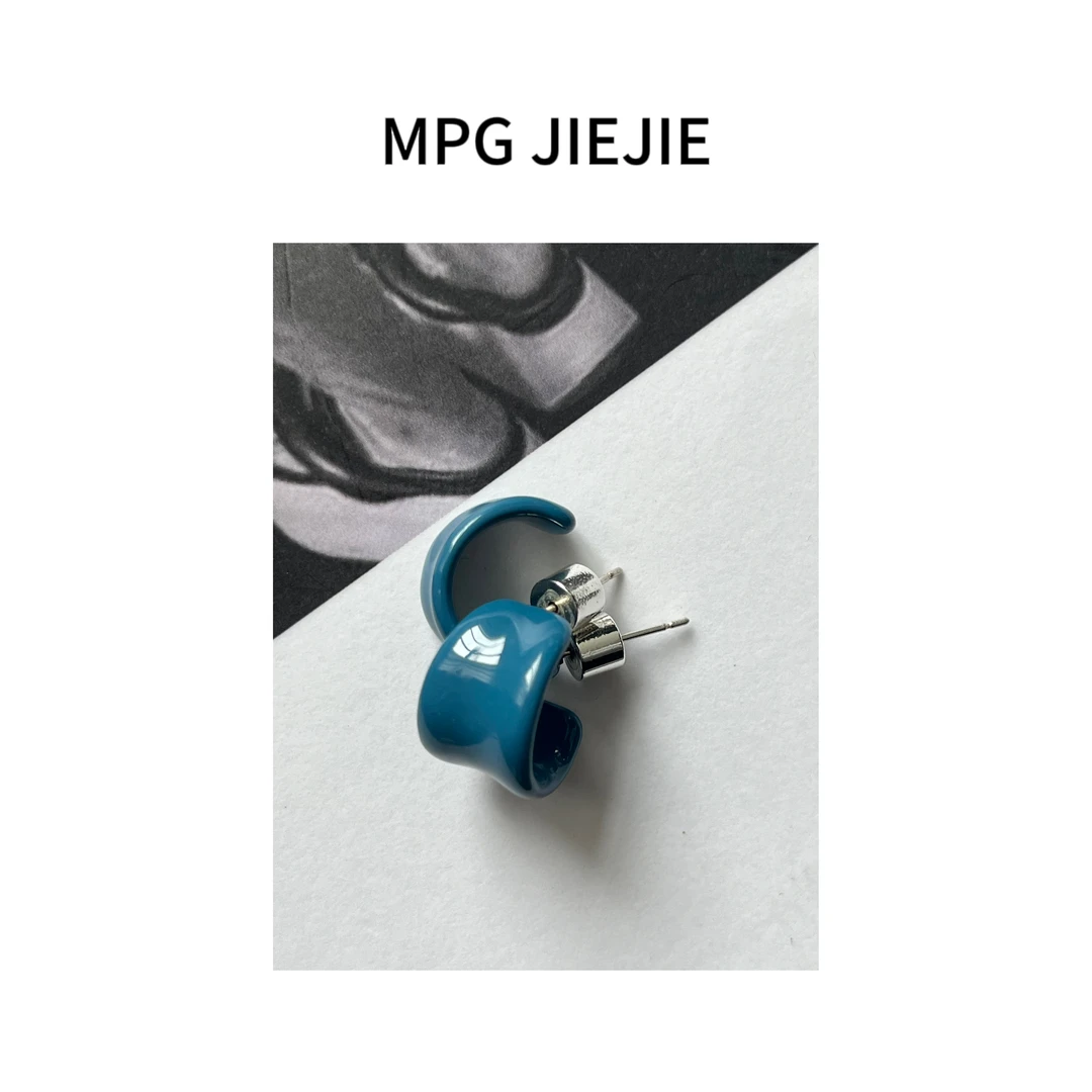钛钢耳饰 MPG JIEJIE【糖果软糖】2024手工轻奢简约气质蓝色设计师
