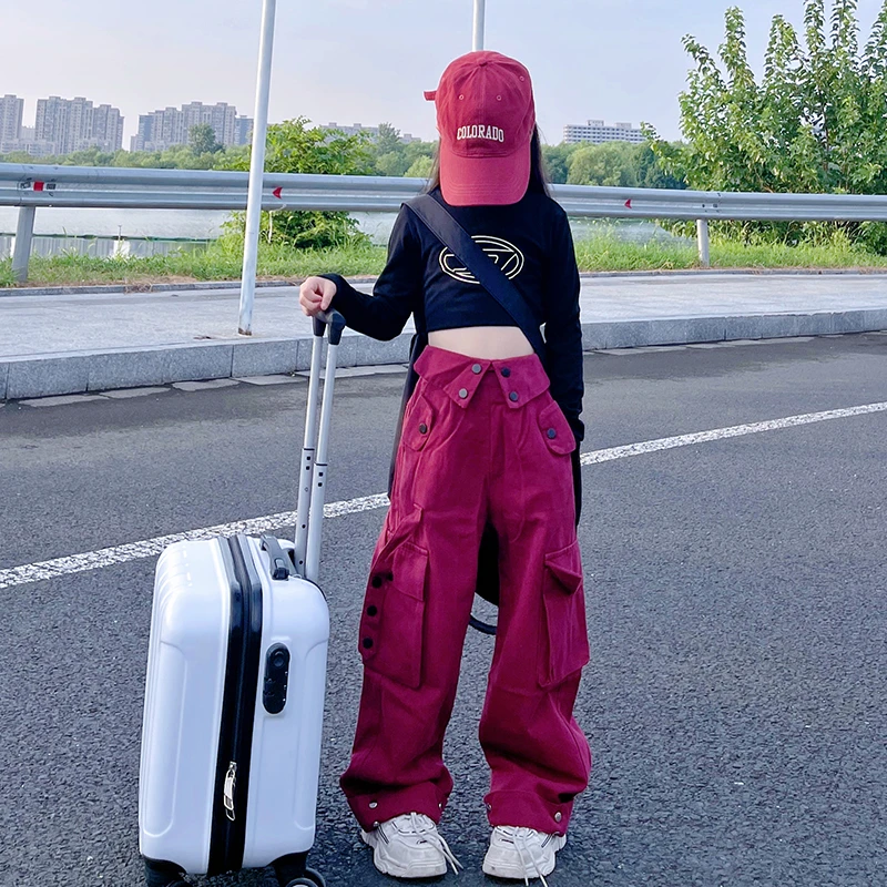 女童工装裤套装秋季2025新款洋气时髦大童长袖上衣春秋儿童阔腿裤